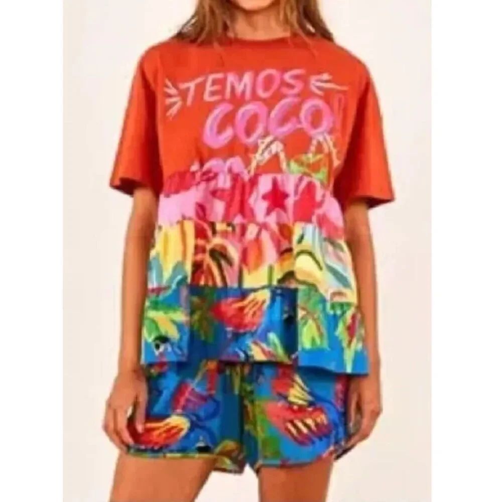 Farm Rio Temos Coco T-Shirt Blouse